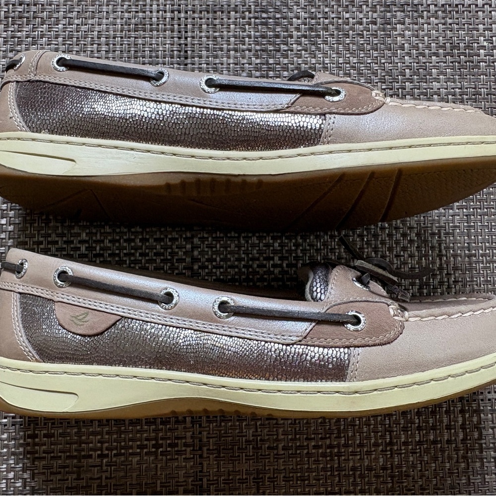 Sperry Angelfish 1 Eye Boat Shoe Gold Metallic Mesh Size 9